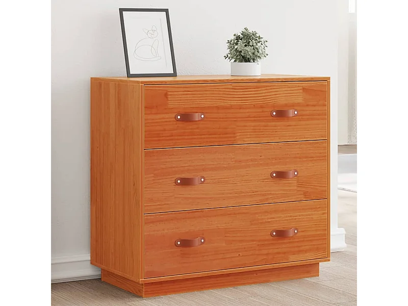 Credenza | Buffet | Armadio Marrone Cera 80x40x75 cm in Legno Massello di Pino