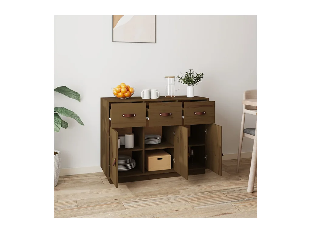 Buffet | Bahut | Meuble de rangement Marron miel 100x40x75 cm Bois massif de pin