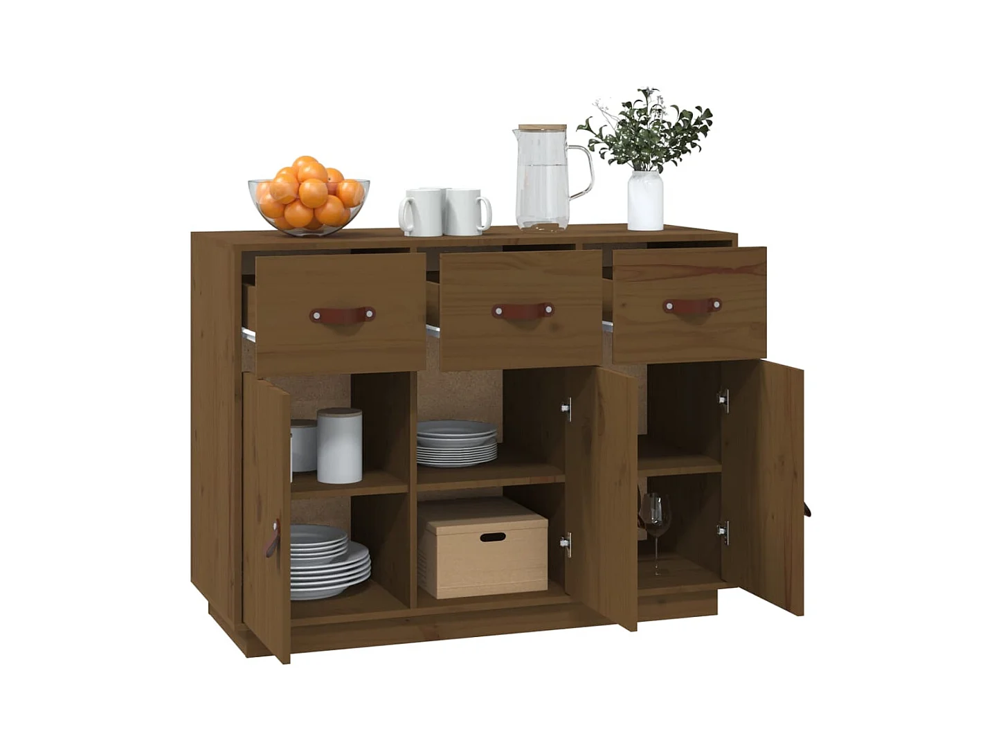 Buffet | Bahut | Meuble de rangement Marron miel 100x40x75 cm Bois massif de pin
