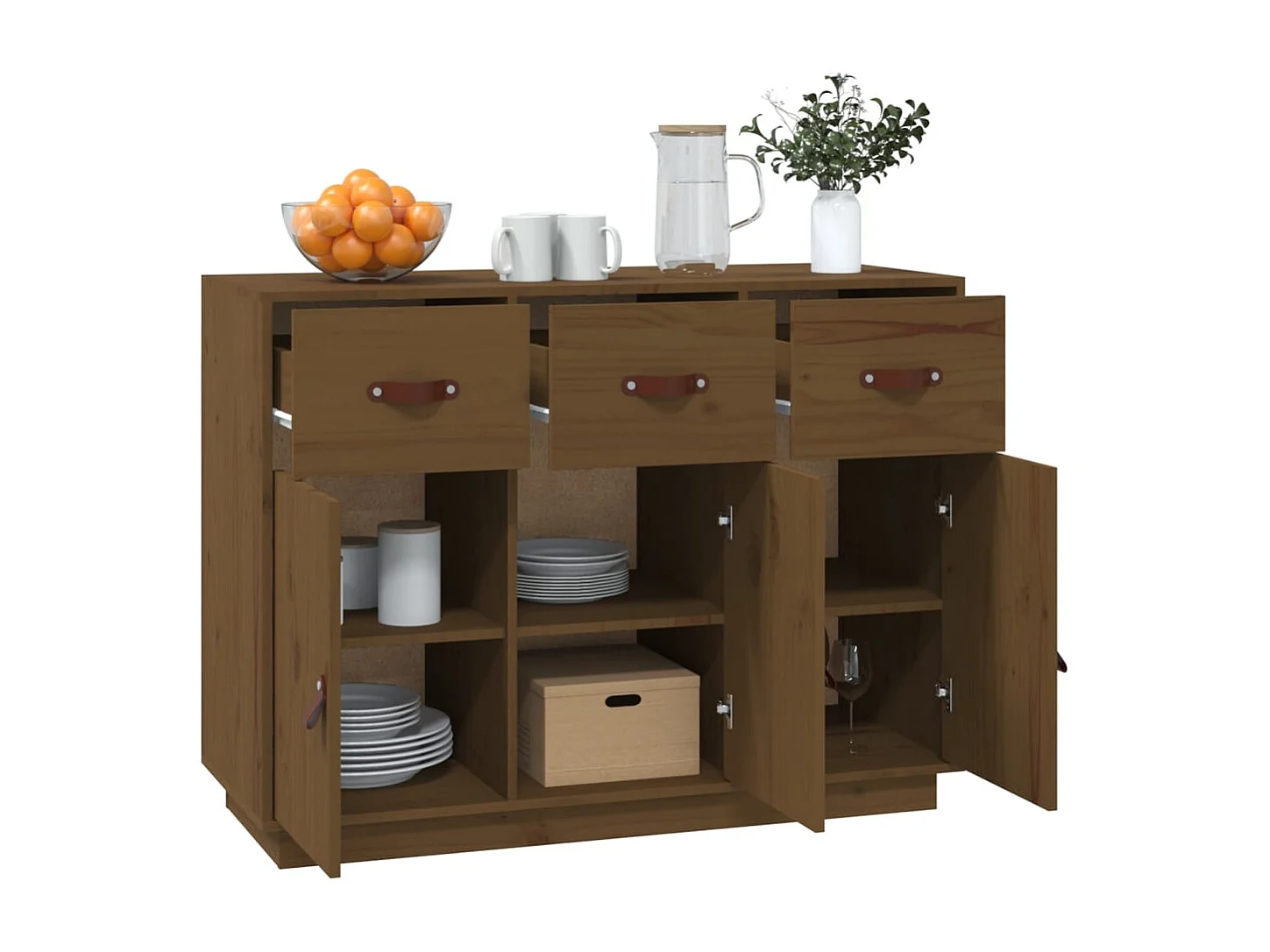 Buffet | Bahut | Meuble de rangement Marron miel 100x40x75 cm Bois massif de pin