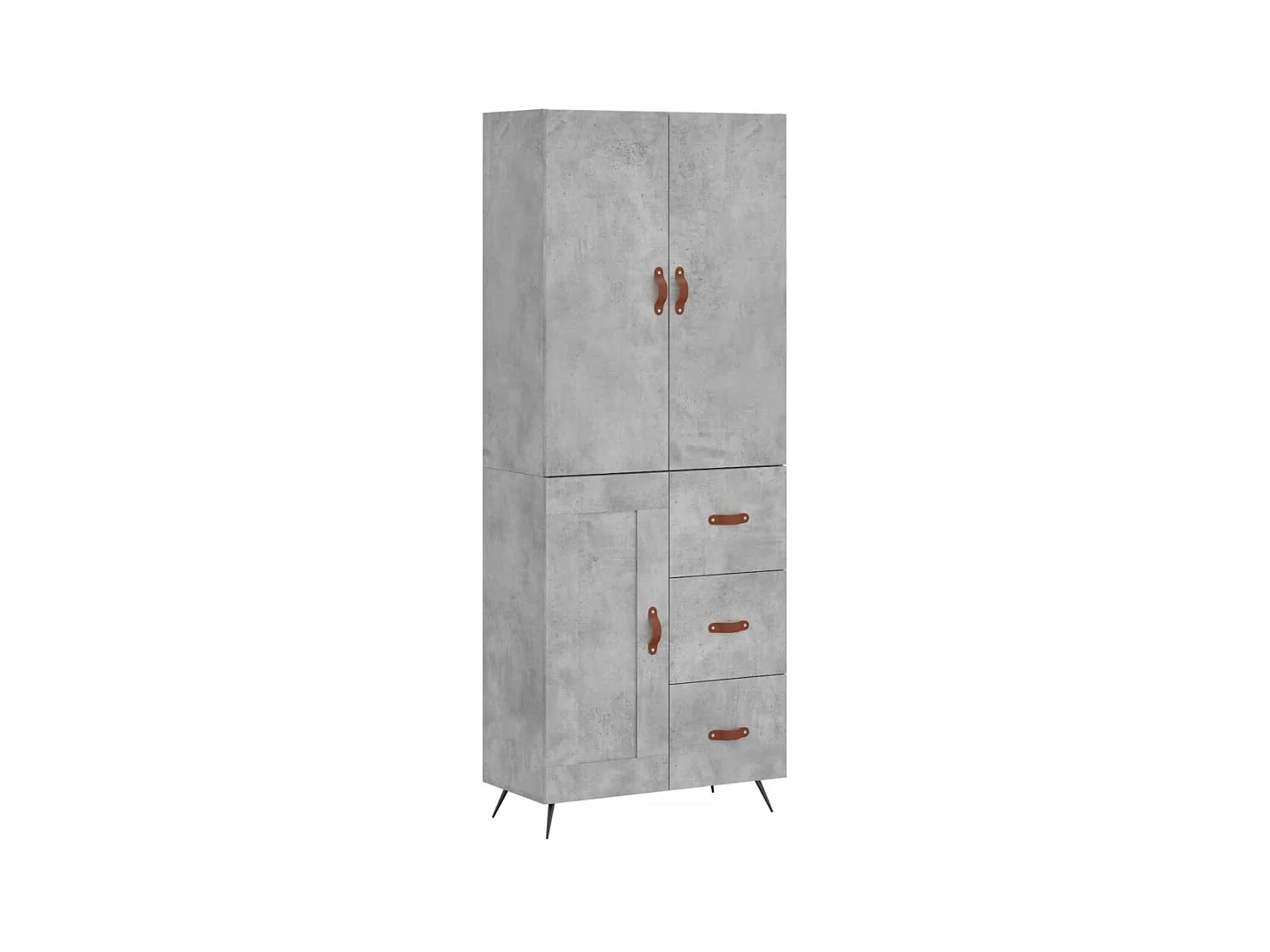 Buffet | Bahut | Meuble de rangement haut Gris béton 69,5x34x180 cm Bois d'ingénierie