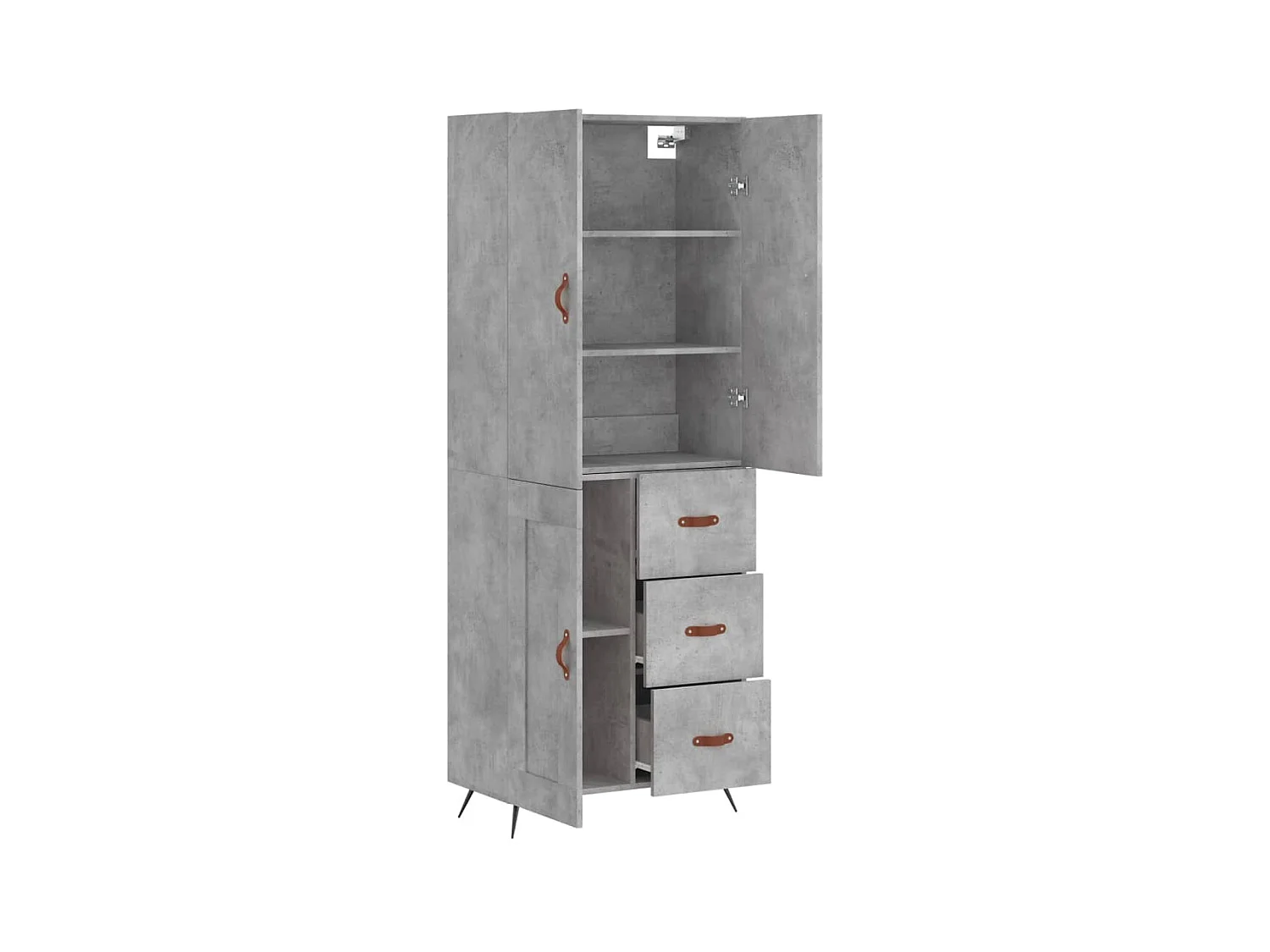 Buffet | Bahut | Meuble de rangement haut Gris béton 69,5x34x180 cm Bois d'ingénierie