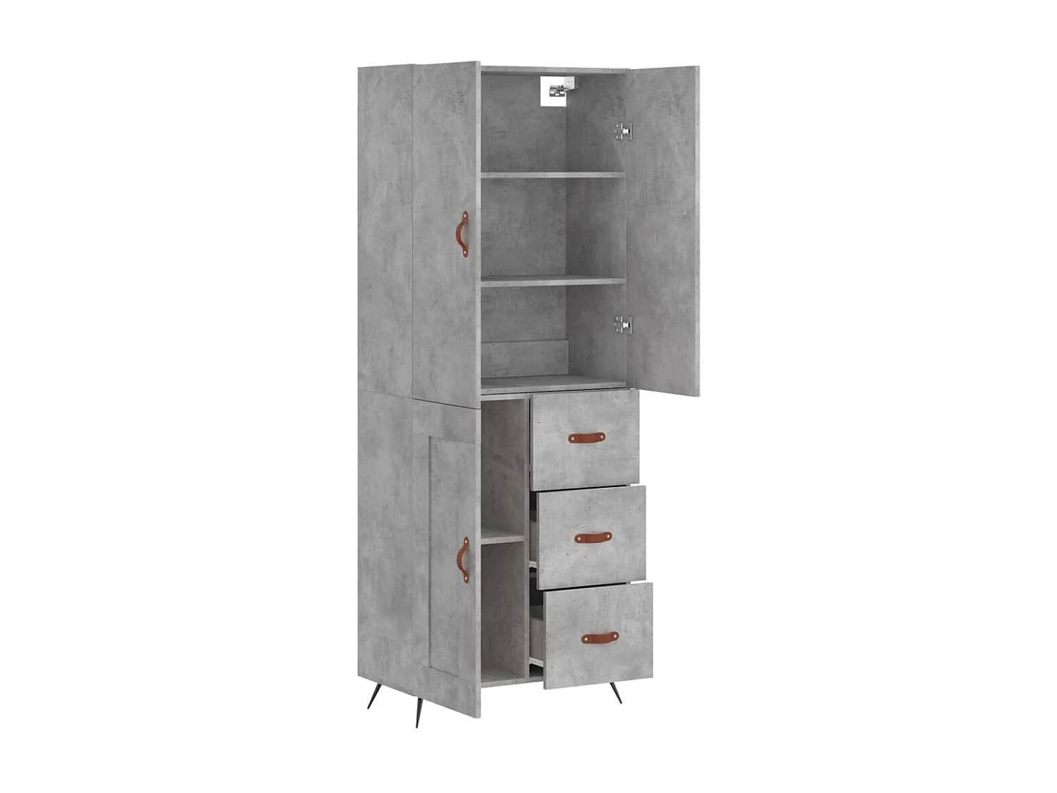 Buffet | Bahut | Meuble de rangement haut Gris béton 69,5x34x180 cm Bois d'ingénierie