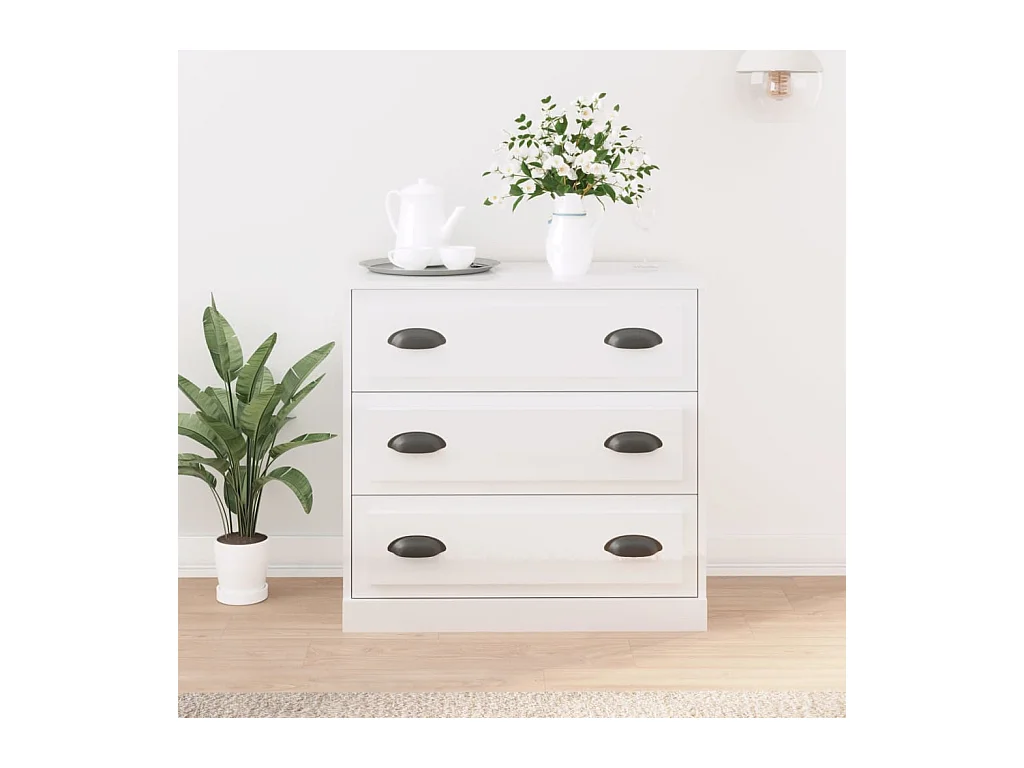 Buffet | Bahut | Meuble de rangement blanc brillant 70x35,5x67,5 cm bois d'ingénierie