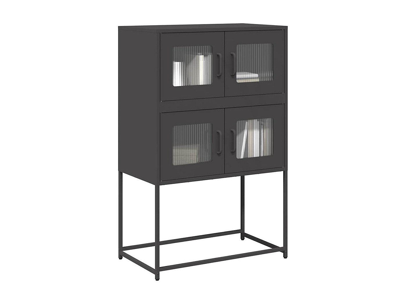 Home Styles Buffet Server Con Piano In Acciaio Inox, Finitura Nera, 104,75 Cm, 3 Cassetti E Ante, Ripiano Regolabile E Vano Vino Rimovibile - 3