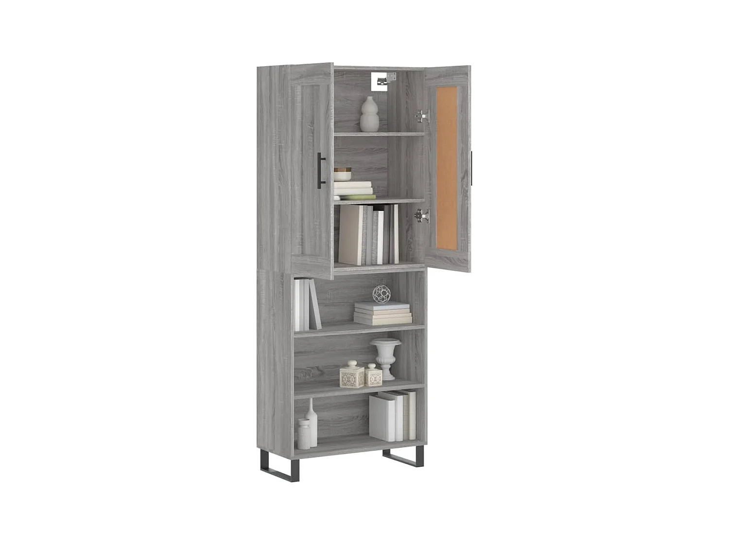 Buffet | Bahut | Meuble de rangement haut Sonoma gris 69,5x34x180 cm Bois d'ingénierie