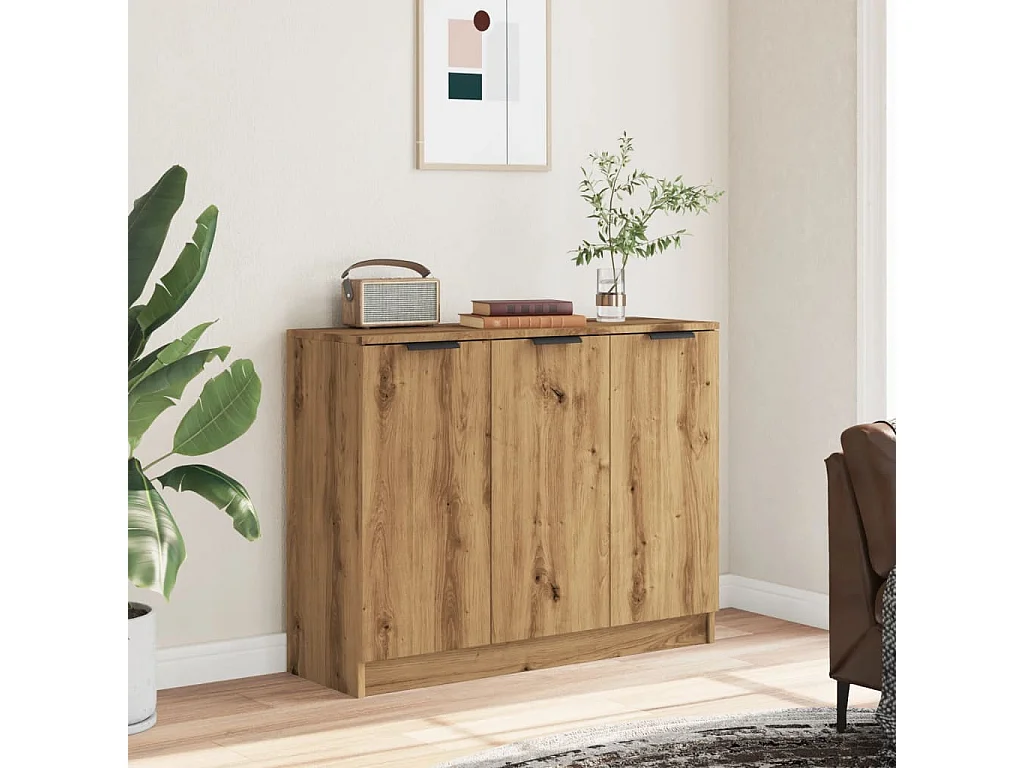 Buffet | Bahut | Meuble de rangement chêne artisanal 90,5x30x70 cm bois d'ingénierie