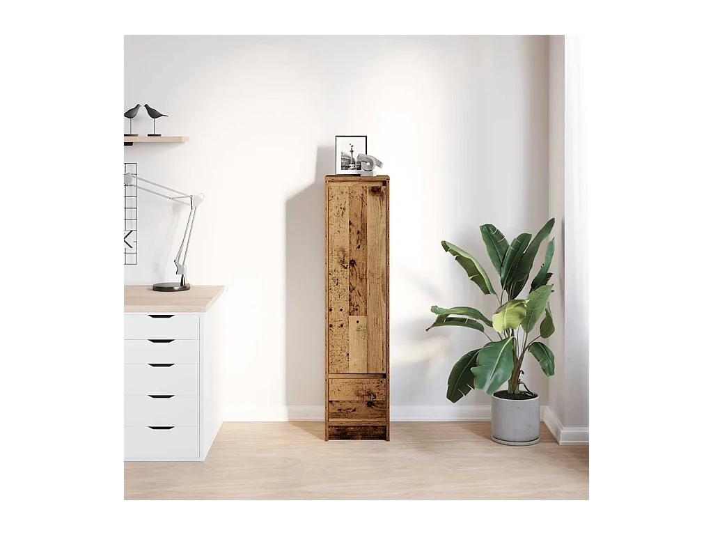 Buffet | Commode à tiroir | Meuble de rangement haut 29,5x34x119,5 cm vieux bois bois d'ingénierie