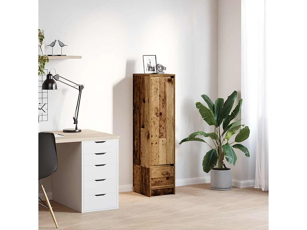 Buffet | Commode à tiroir | Meuble de rangement haut 29,5x34x119,5 cm vieux bois bois d'ingénierie