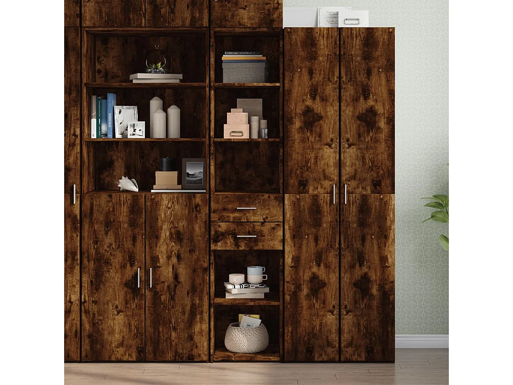 Buffet | Bahut | Meuble de rangement haut chêne fumé 40x42,5x185 cm bois d'ingénierie