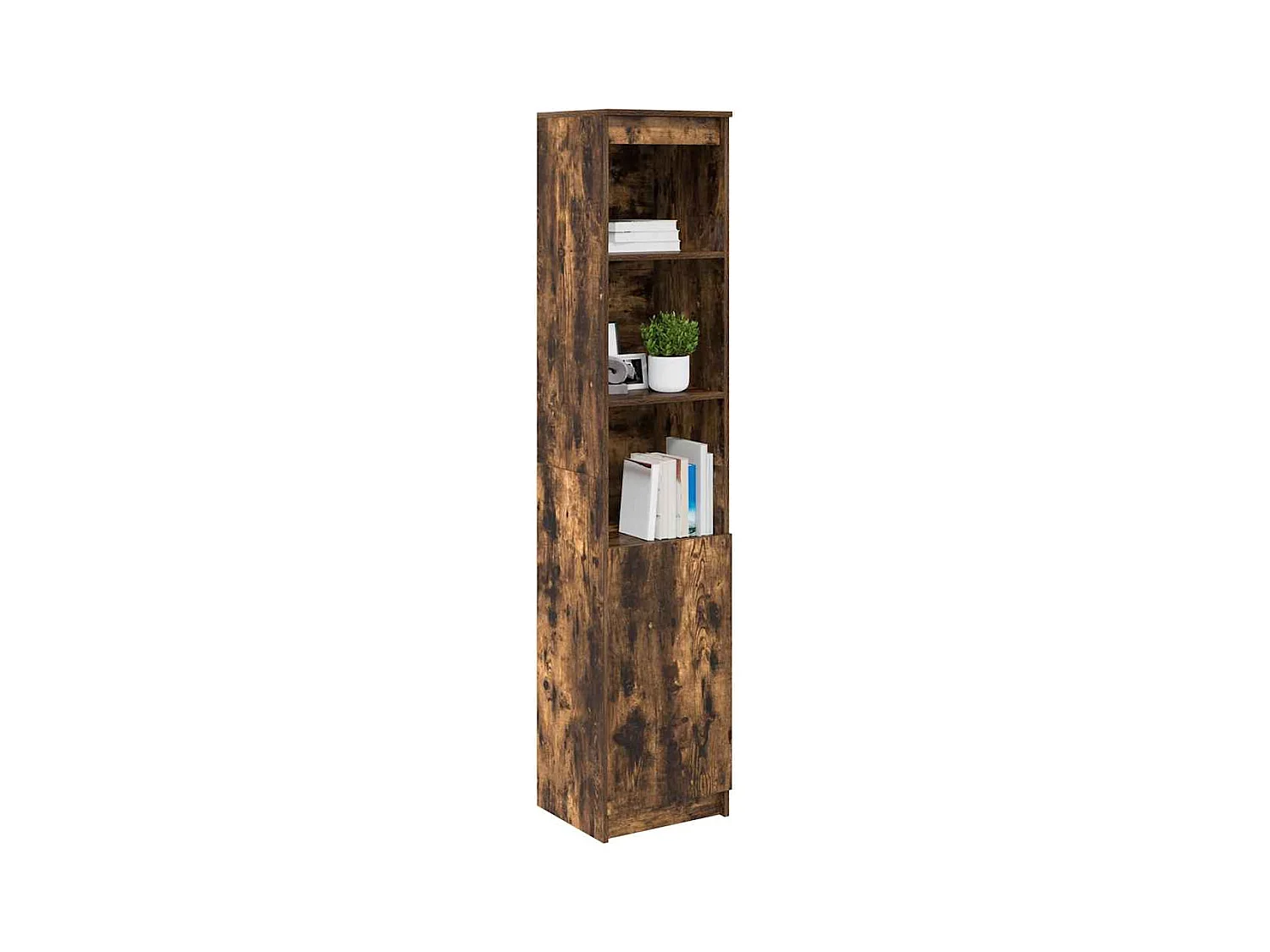 Buffet | Bahut | Meuble de rangement haut chêne fumé 37,5x35x180 cm bois d'ingénierie