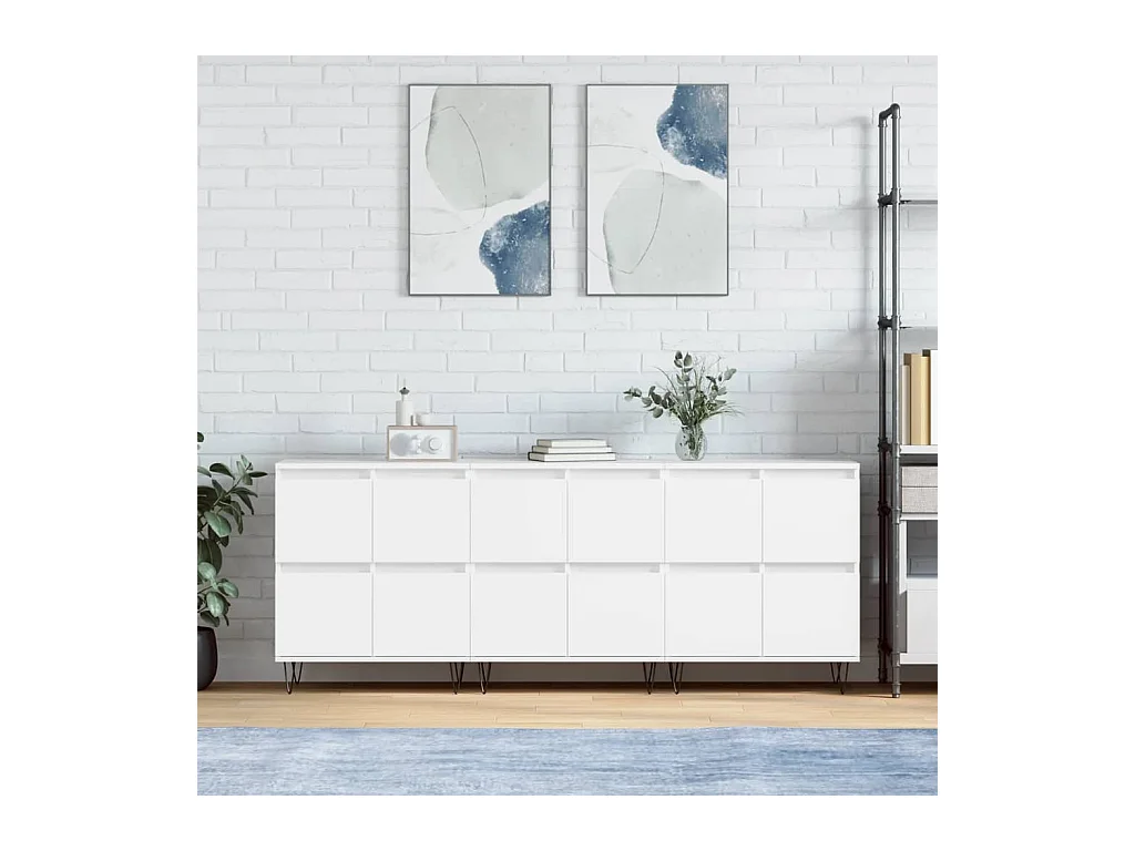 Credenze | Buffet | Armadi 3 pz Bianco in Legno Multistrato