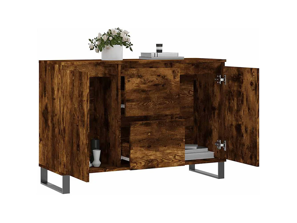 Credenza | Buffet | Armadio Rovere Fumo 101,5x35x70 cm in Legno Multistrato