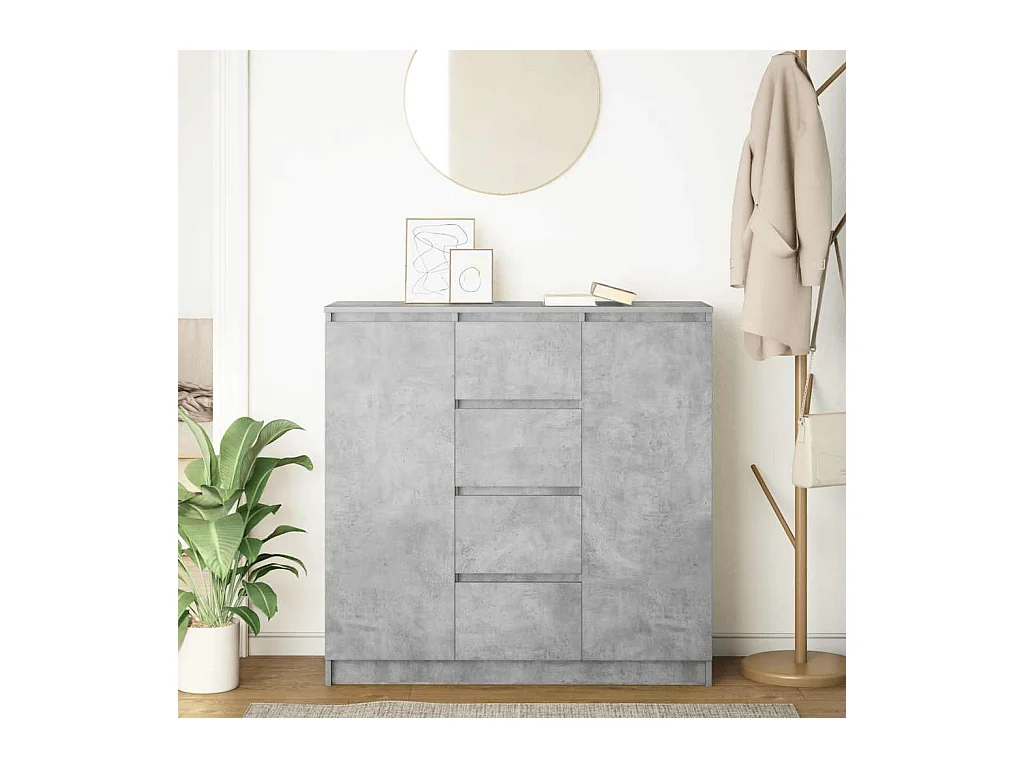 Buffet | Commode à tiroir | Meuble de rangement avec tiroirs gris béton 100,5x35x98,5 cm bois ingénierie
