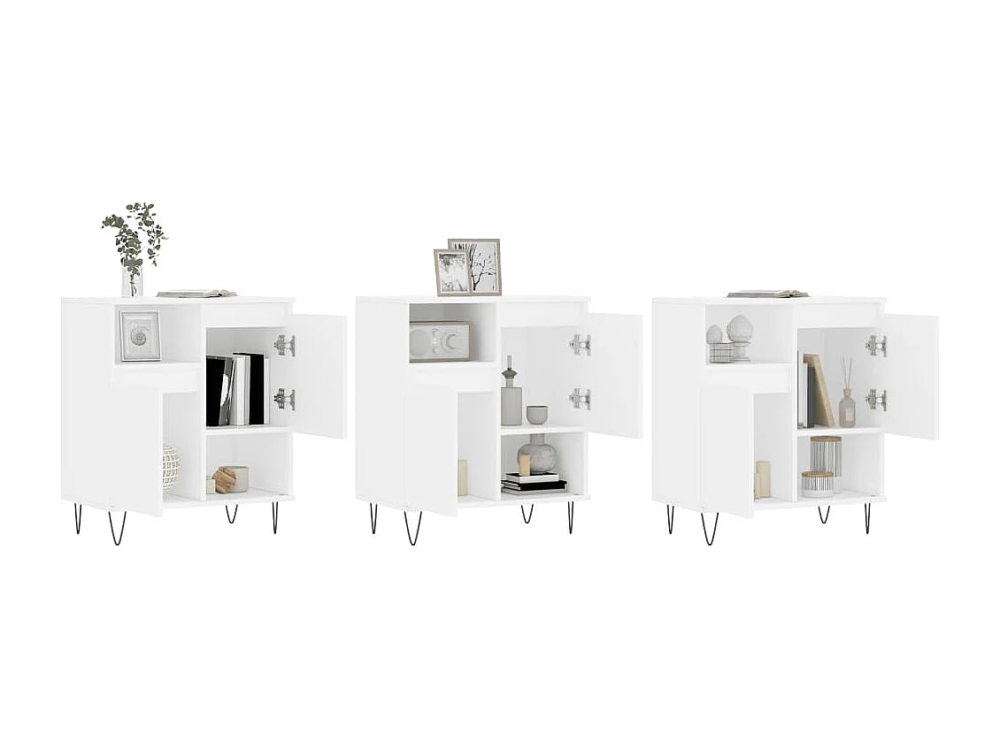Buffets | Bahuts | Meuble de rangement 3 pcs Blanc Bois d'ingénierie