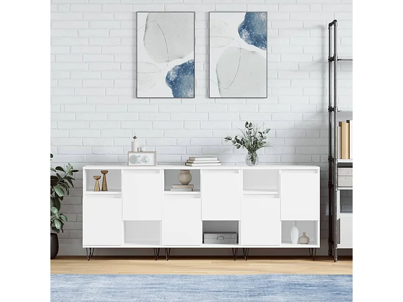 Buffets | Bahuts | Meuble de rangement 3 pcs Blanc Bois d'ingénierie