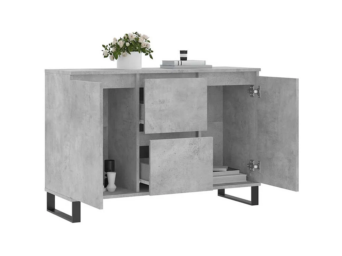Buffet | Bahut | Meuble de rangement gris béton 104x35x70 cm bois d'ingénierie