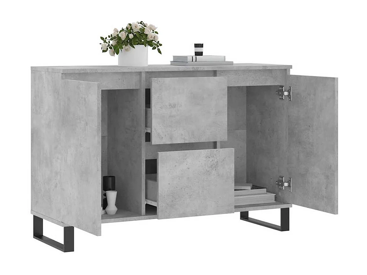 Buffet | Bahut | Meuble de rangement gris béton 104x35x70 cm bois d'ingénierie