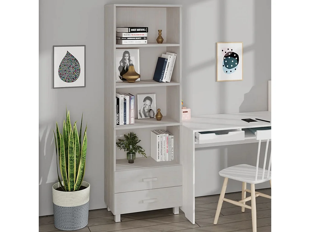 Buffet | Commode à tiroir | Meuble de rangement HAMAR Blanc 60x35x180 cm Bois de pin massif