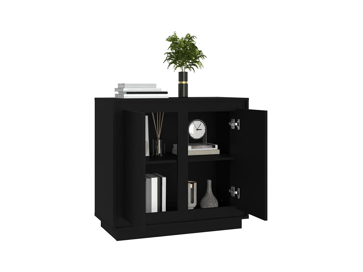 Buffet | Bahut | Meuble de rangement noir 80x34x75 cm bois d'ingénierie