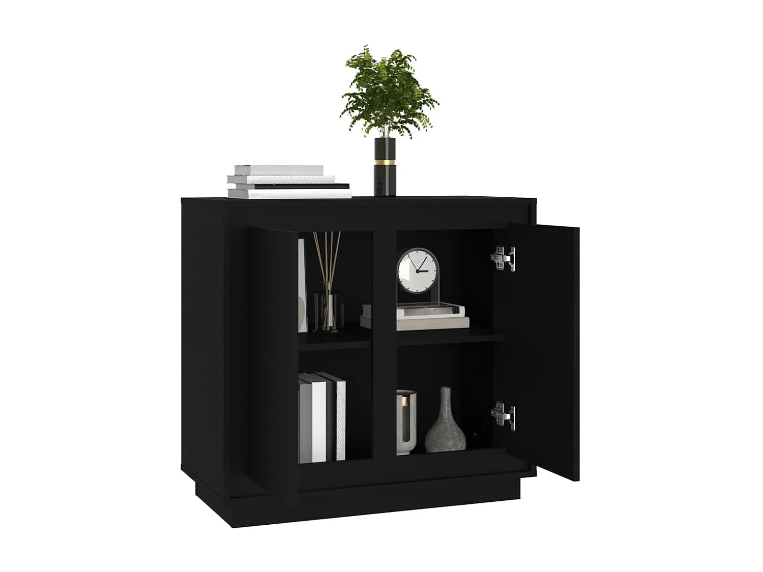 Buffet | Bahut | Meuble de rangement noir 80x34x75 cm bois d'ingénierie