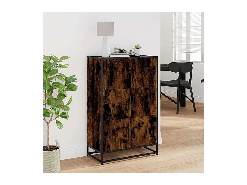 Buffet | Bahut | Meuble de rangement haut chêne fumé 68x35x106,5 cm bois d'ingénierie métal