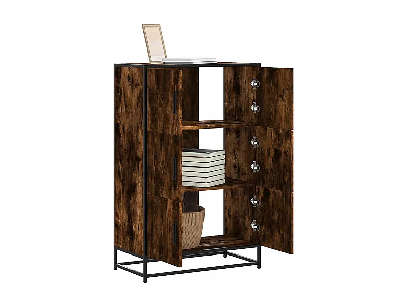 Buffet | Bahut | Meuble de rangement haut chêne fumé 68x35x106,5 cm bois d'ingénierie métal