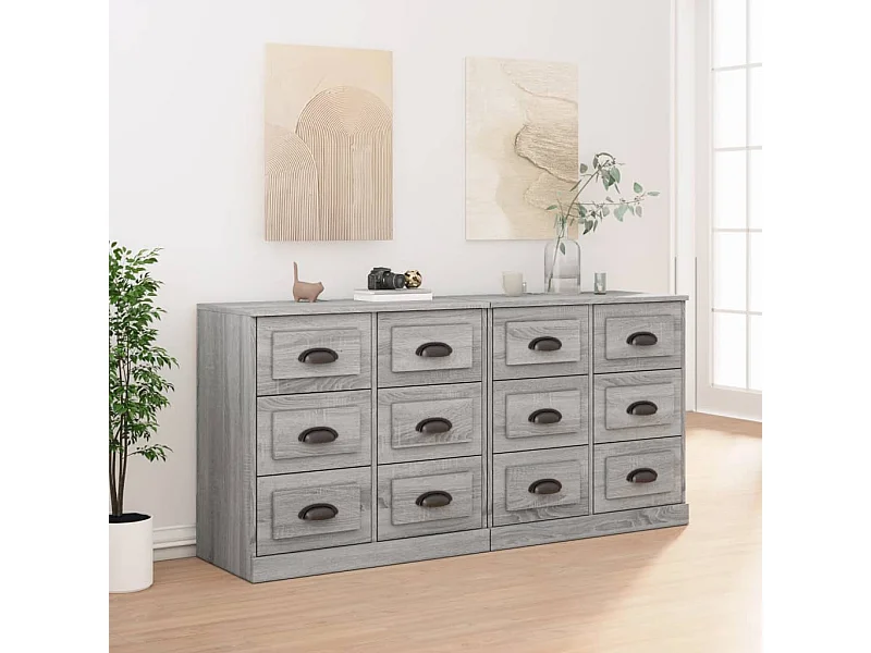 Buffets | Bahuts | Meuble de rangement 2 pcs sonoma gris bois d'ingénierie