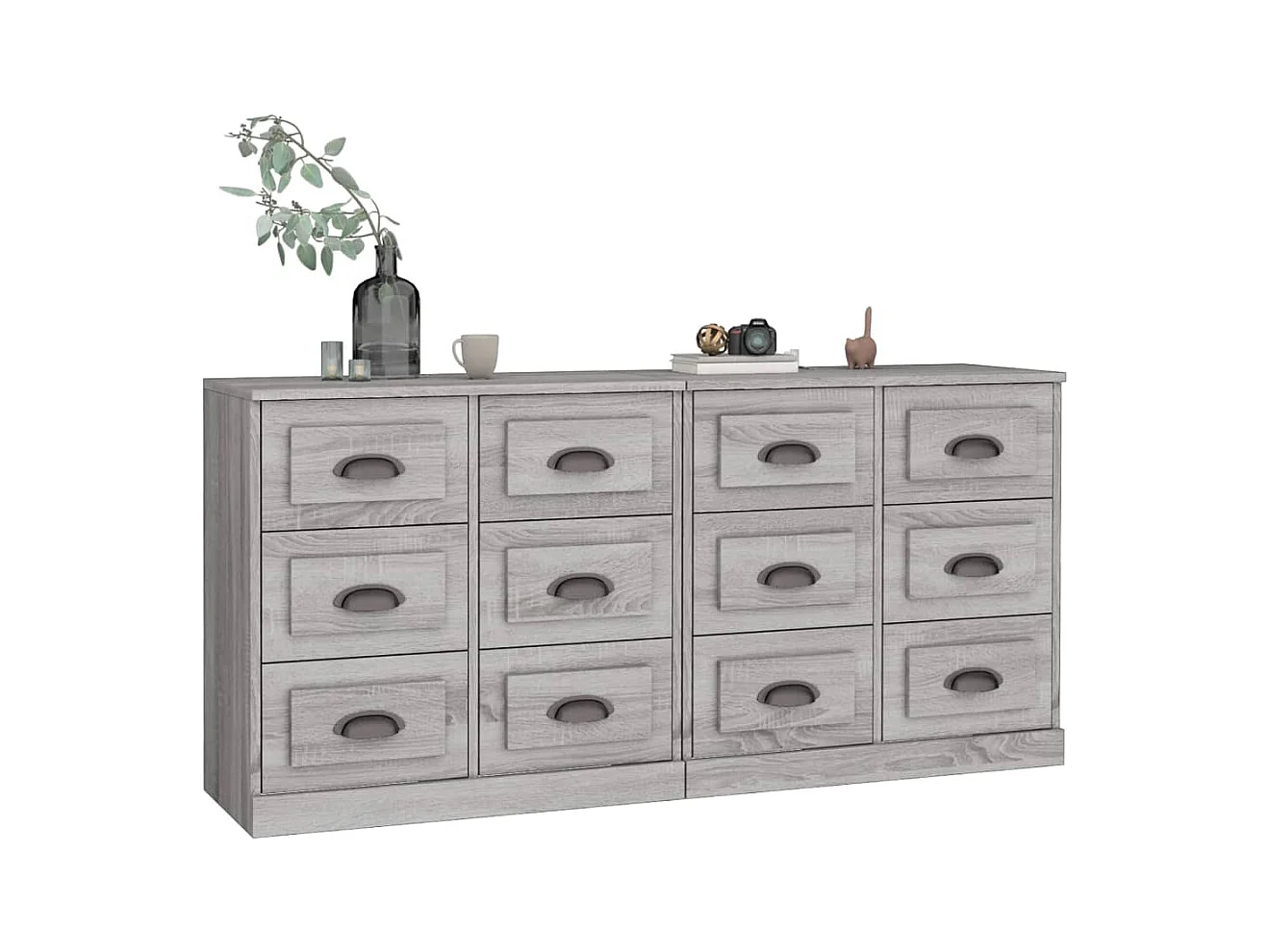 Buffets | Bahuts | Meuble de rangement 2 pcs sonoma gris bois d'ingénierie