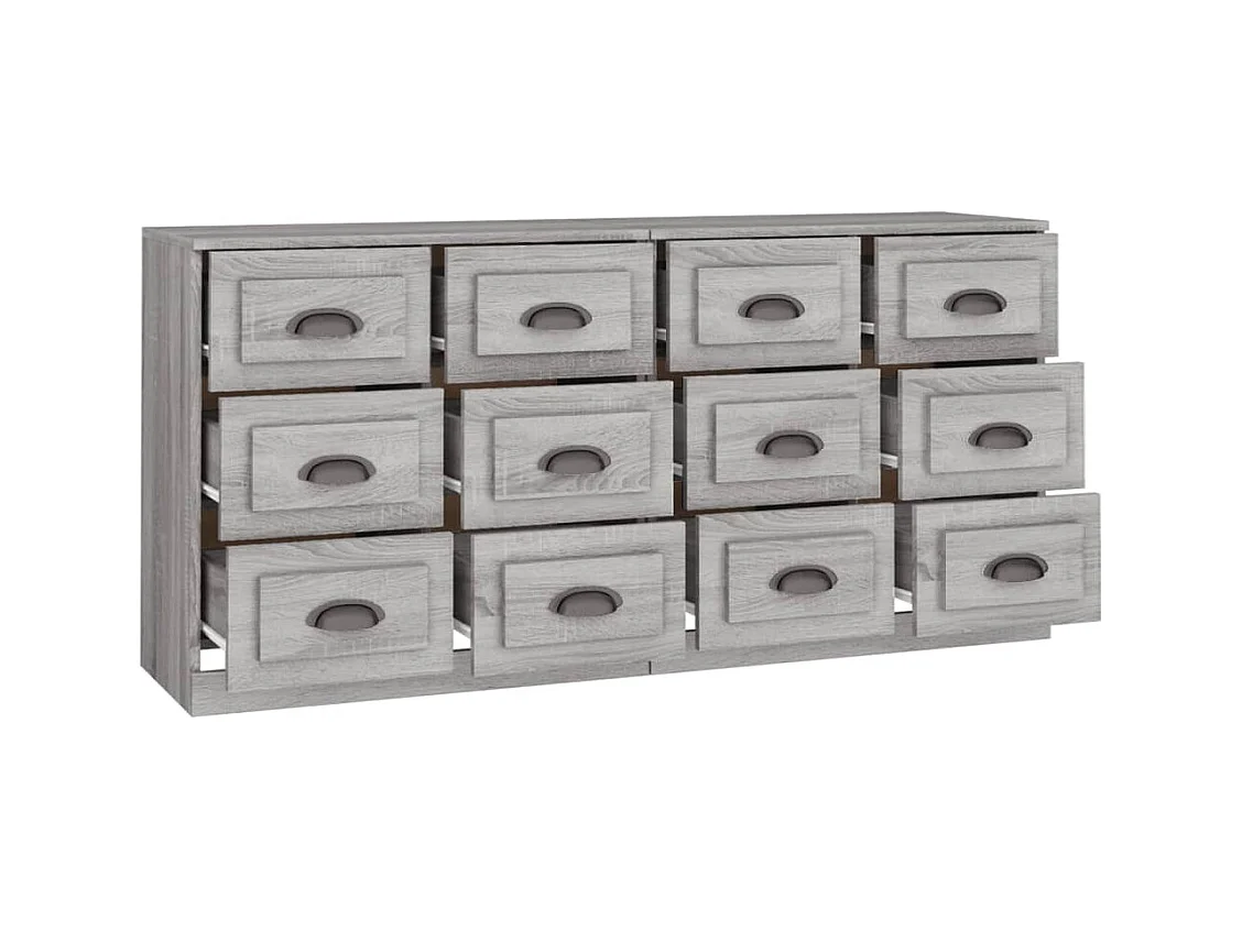 Buffets | Bahuts | Meuble de rangement 2 pcs sonoma gris bois d'ingénierie