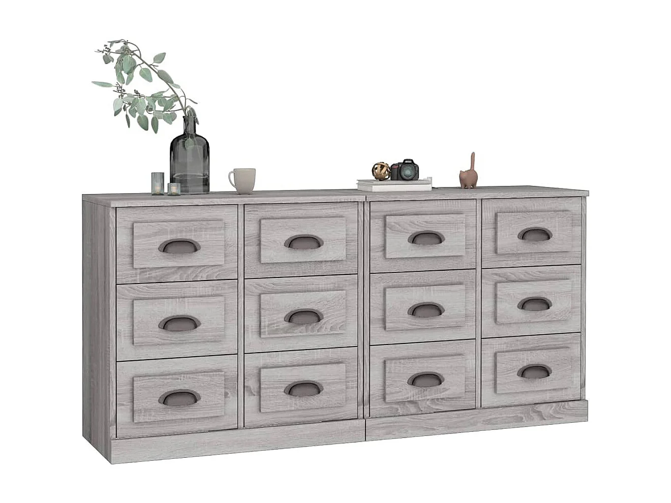 Buffets | Bahuts | Meuble de rangement 2 pcs sonoma gris bois d'ingénierie