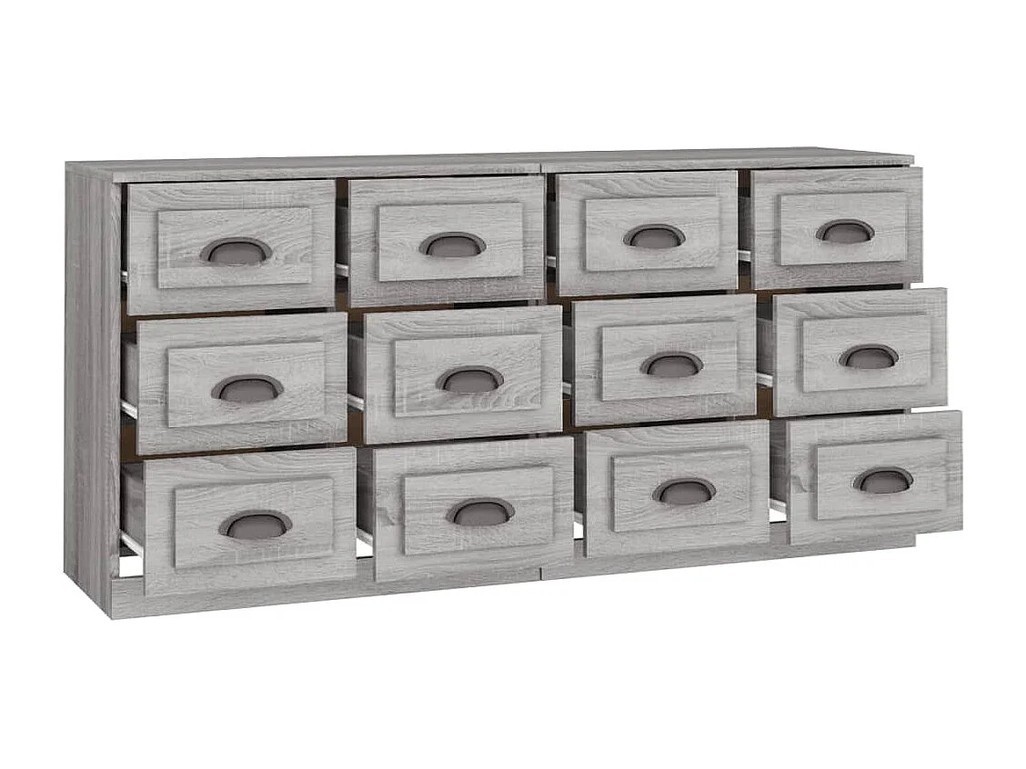 Buffets | Bahuts | Meuble de rangement 2 pcs sonoma gris bois d'ingénierie