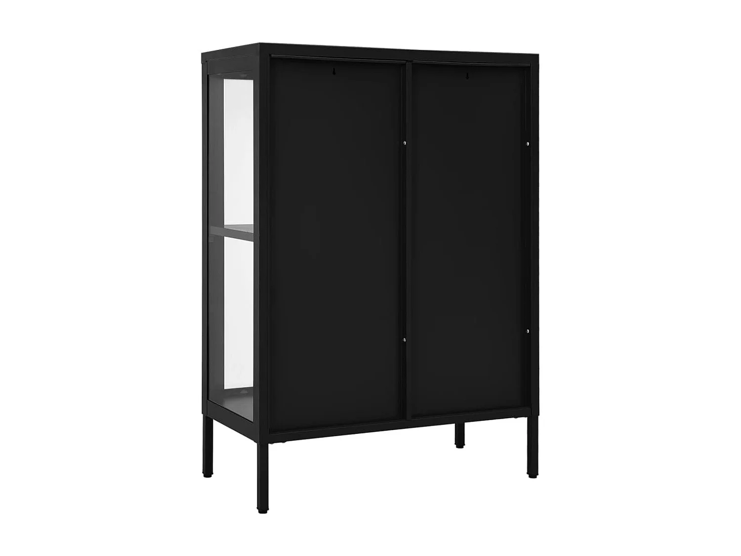 Credenza | Buffet | Armadio Nera 75x35x105 cm in Acciaio e Vetro