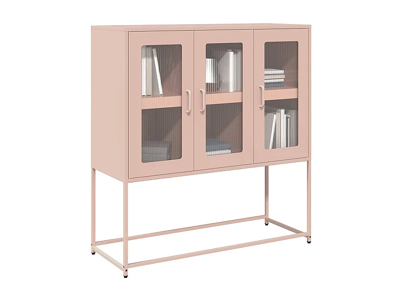 Buffet | Bahut | Meuble de rangement rose 100,5x39x107 cm acier laminé à froid