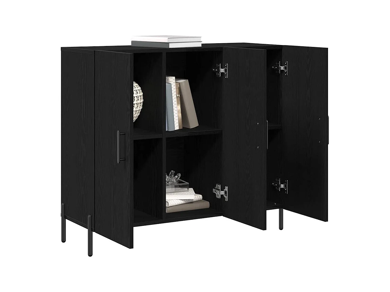 Credenza | Buffet | Armadio in Rovere Nero 90x34x80 cm in Legno Ingegnerizzato