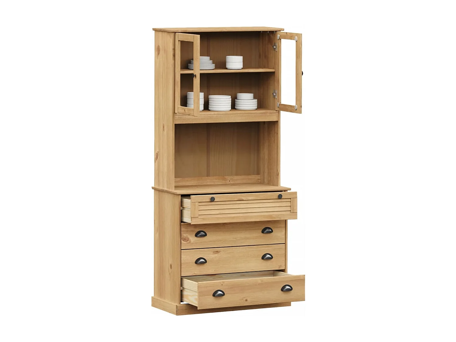 Buffet | Commode à tiroir | Meuble de rangement haut VIGO 80x40x176 cm bois massif de pin