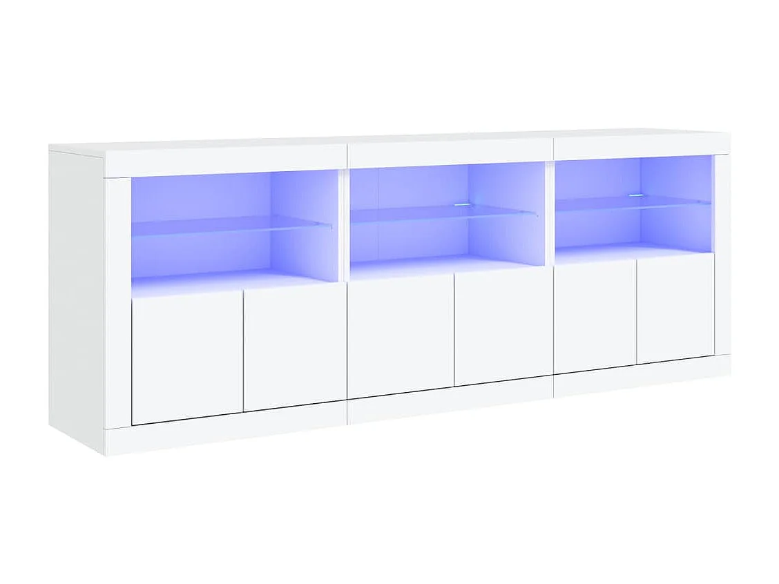 Buffet | Bahut | Meuble de rangement avec lumières LED blanc 181,5x37x67 cm