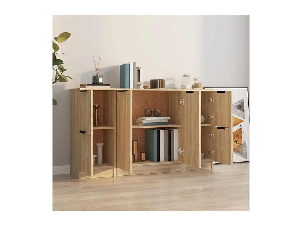 Credenze | Buffet | Armadi 3 pz Rovere Sonoma in Legno Multistrato