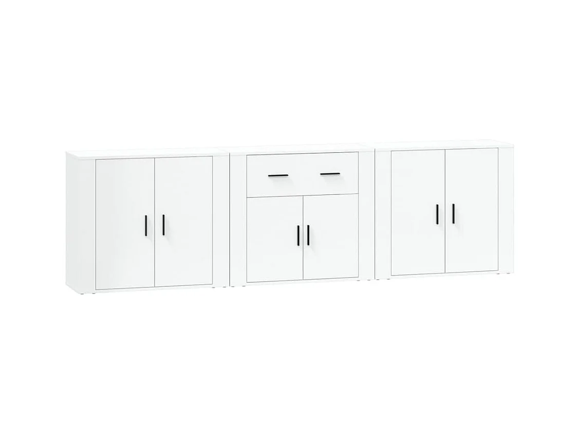 Buffets | Bahuts | Meuble de rangement 3 pcs Blanc Bois d'ingénierie