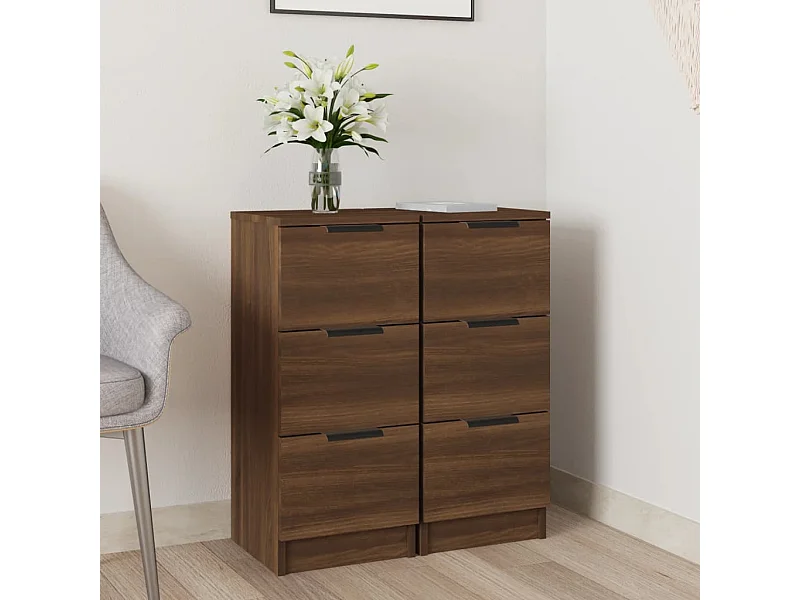 Buffets | Bahuts | Meuble de rangement 2 pcs chêne marron 30x30x70 cm Bois d'ingénierie