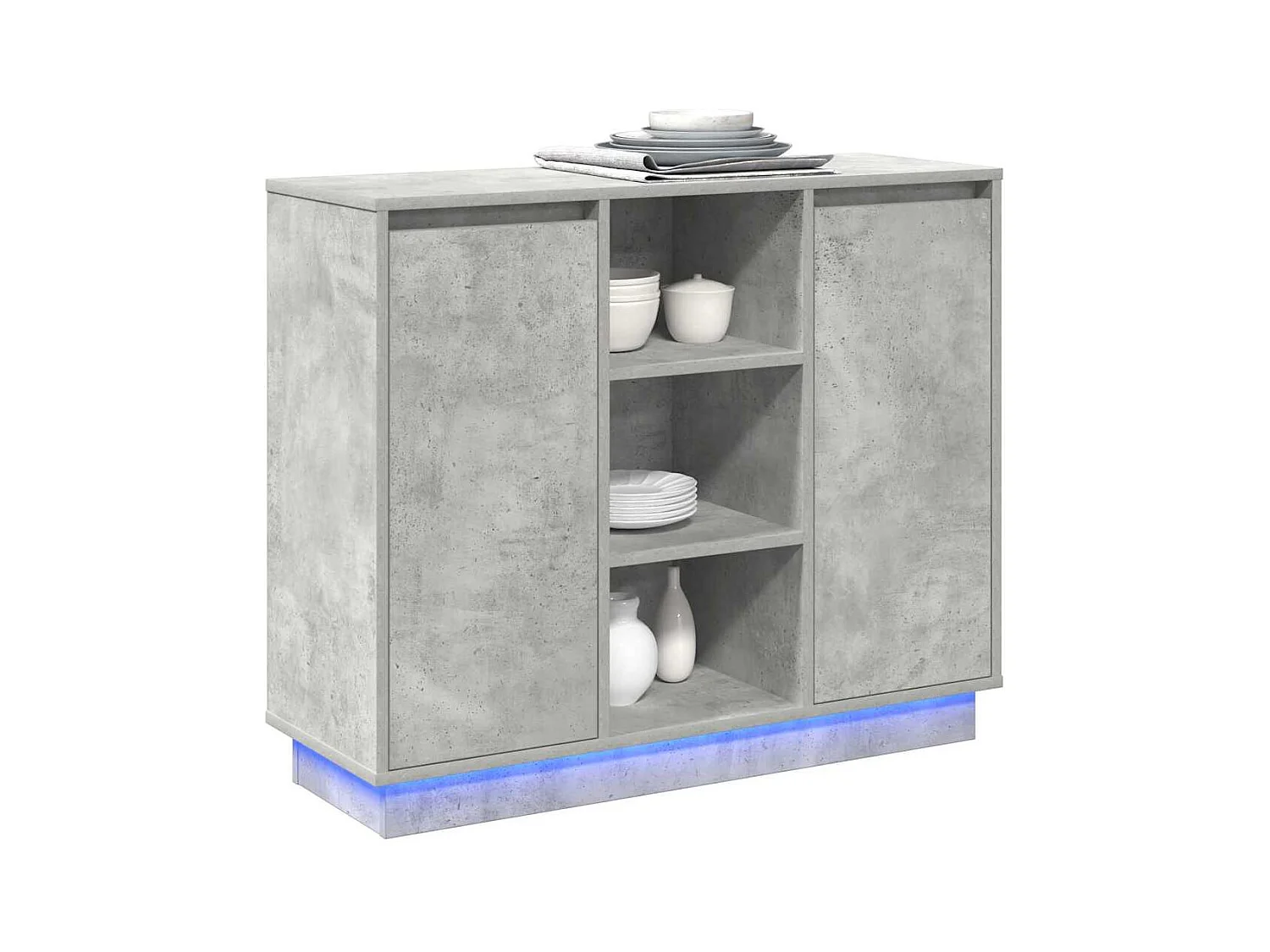 Sideboard | Credenza | Armadio con LED Grigio cemento 90x32x75 cm Legno ingegnerizzato