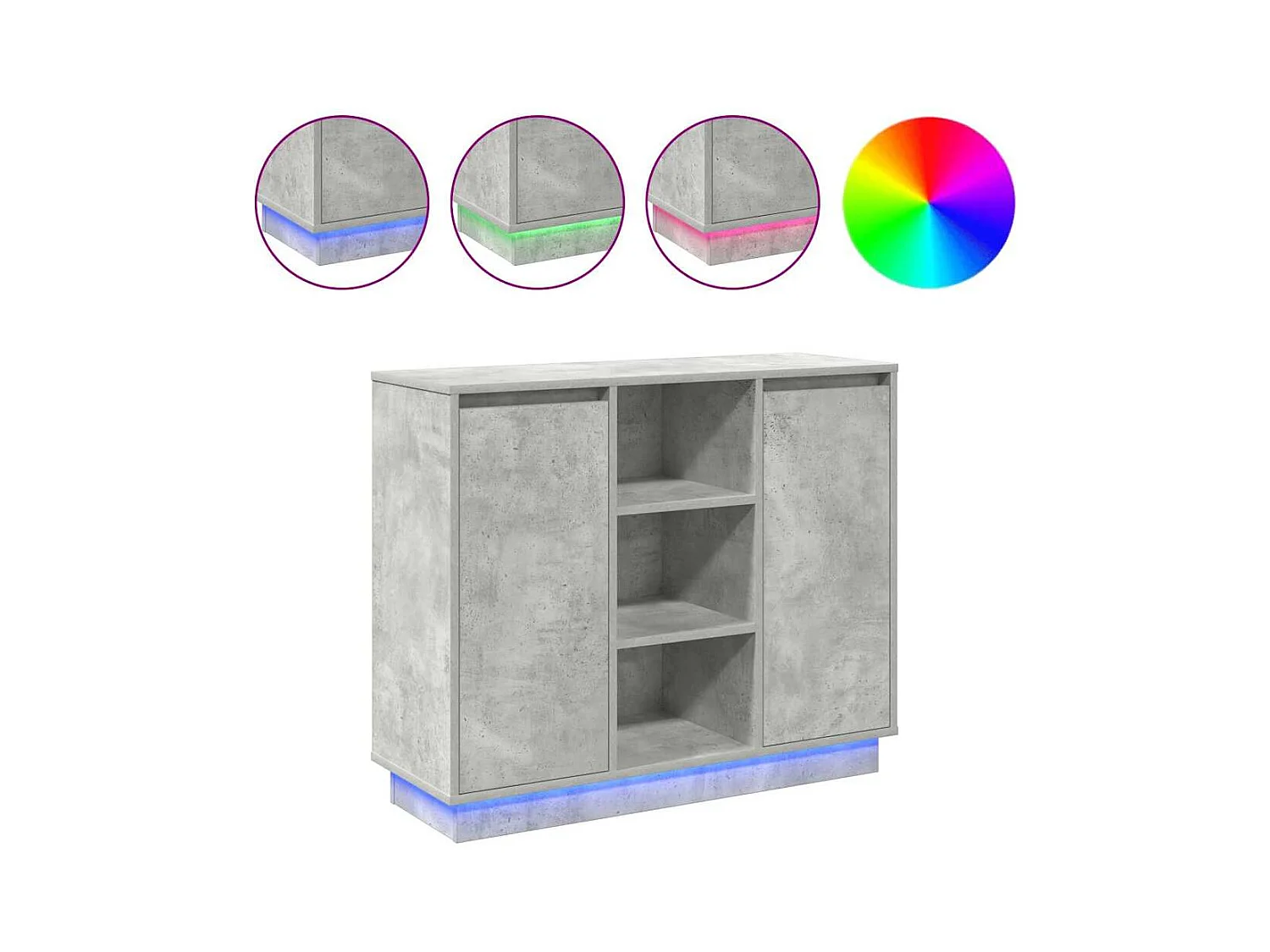Sideboard | Credenza | Armadio con LED Grigio cemento 90x32x75 cm Legno ingegnerizzato
