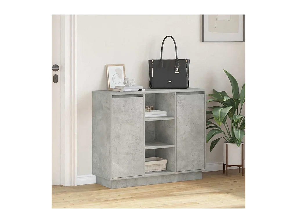 Sideboard | Credenza | Armadio con LED Grigio cemento 90x32x75 cm Legno ingegnerizzato