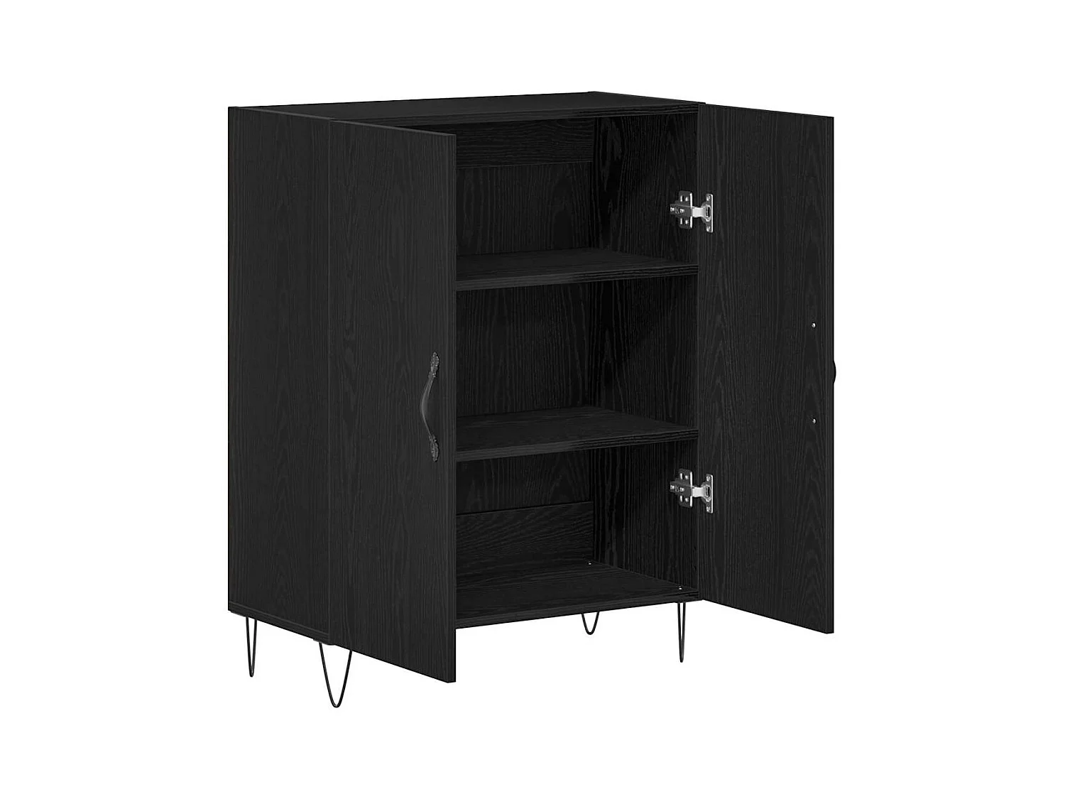 Credenza | Buffet | Armadio Nero Rovere 69,5x34x90 cm Legno ingegnerizzato