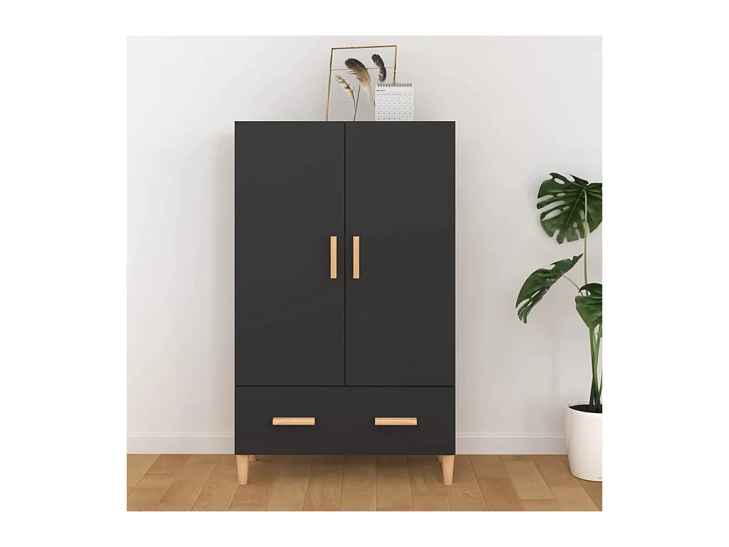 Credenza | Buffet | Armadio Nera 70x31x115 cm in Legno Multistrato