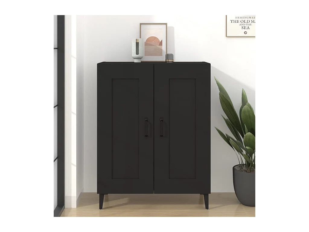 Credenza | Buffet | Armadio Nera 69,5x34x90 cm in Legno Multistrato