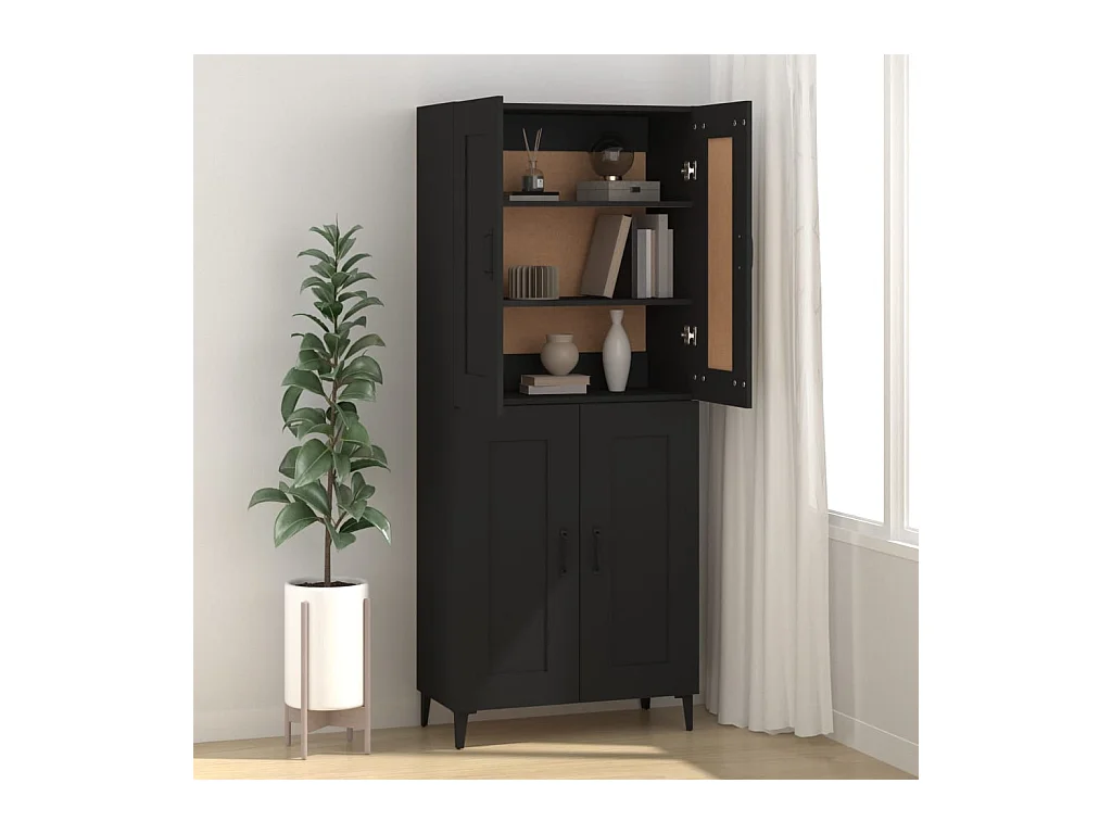 Credenza | Buffet | Armadio Nera 69,5x34x90 cm in Legno Multistrato