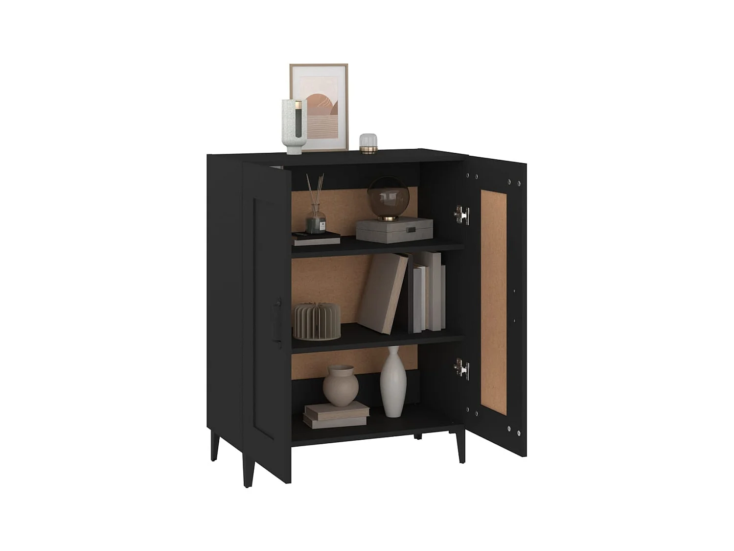 Credenza | Buffet | Armadio Nera 69,5x34x90 cm in Legno Multistrato