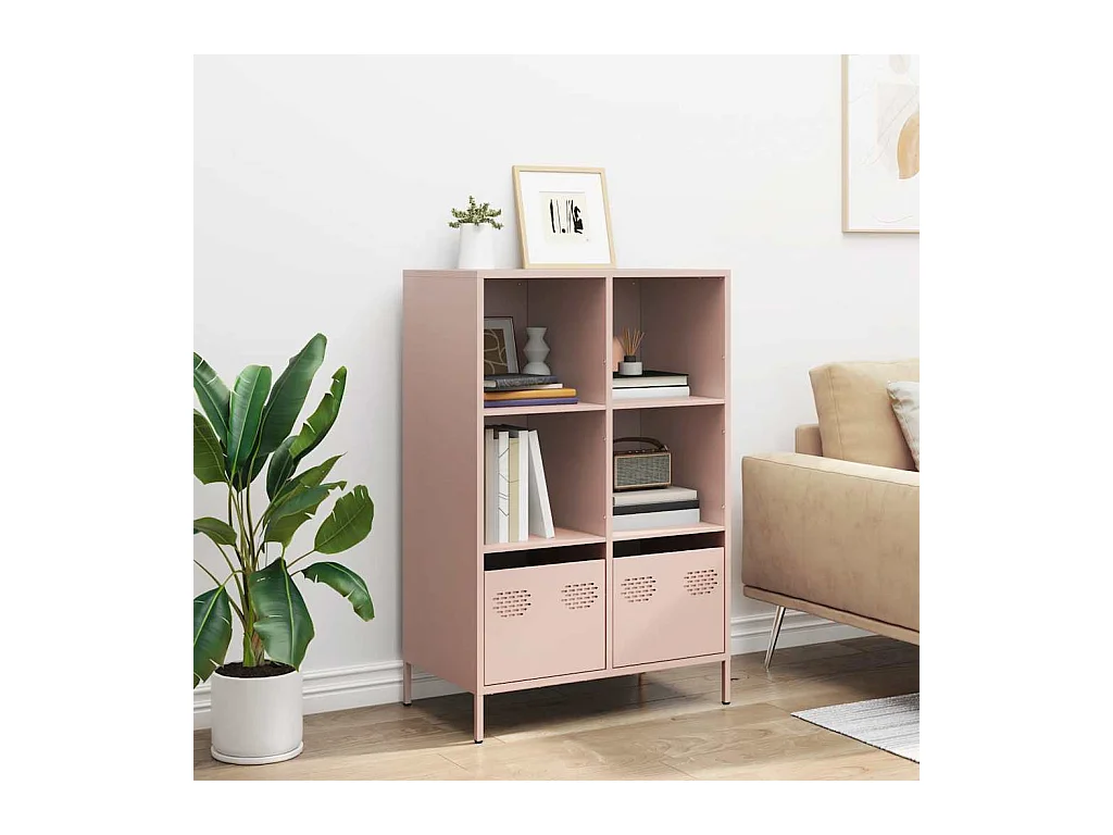 Buffet | Commode à tiroir | Meuble de rangement haut rose 68x39x103,5 cm acier