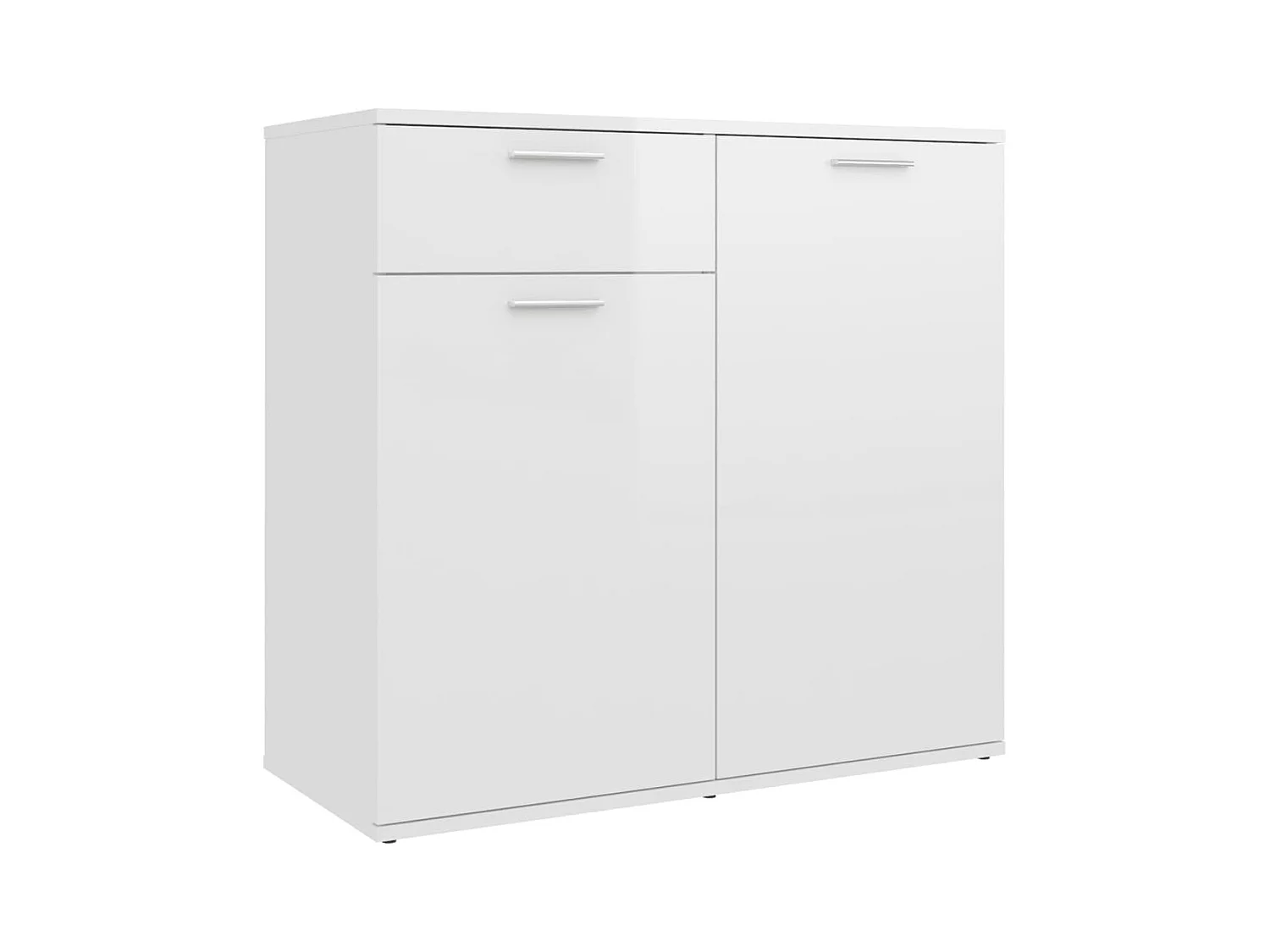 Credenza | Buffet | Armadio Bianco Lucido 80x36x75 cm in Legno Multistrato